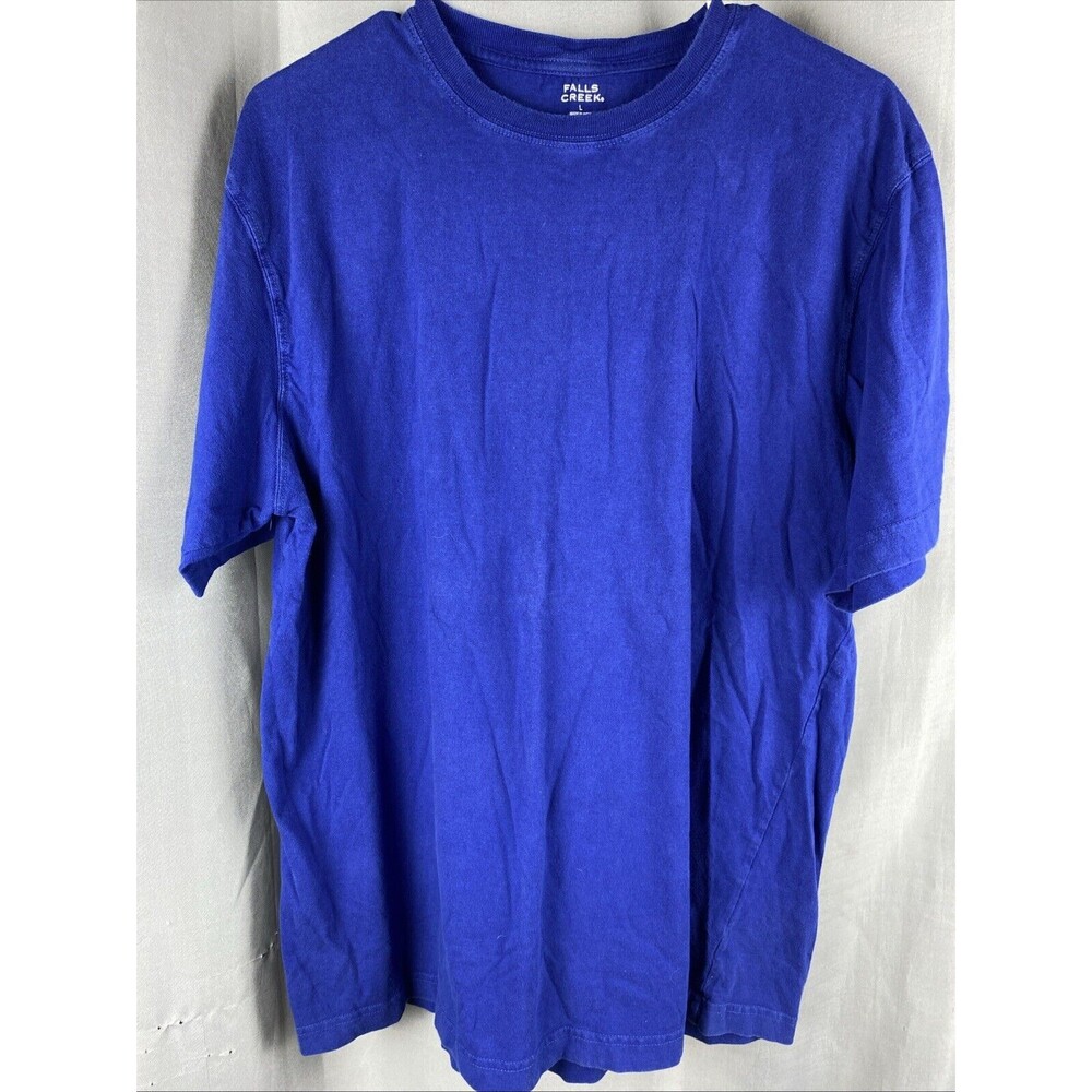 Falls Creek Mens Sz L Blue Basic Crewneck Short Sleeve T-Shirt